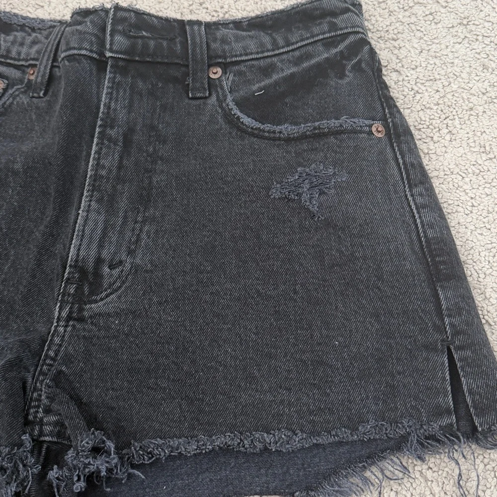 AF black denim  shorts with raw edges